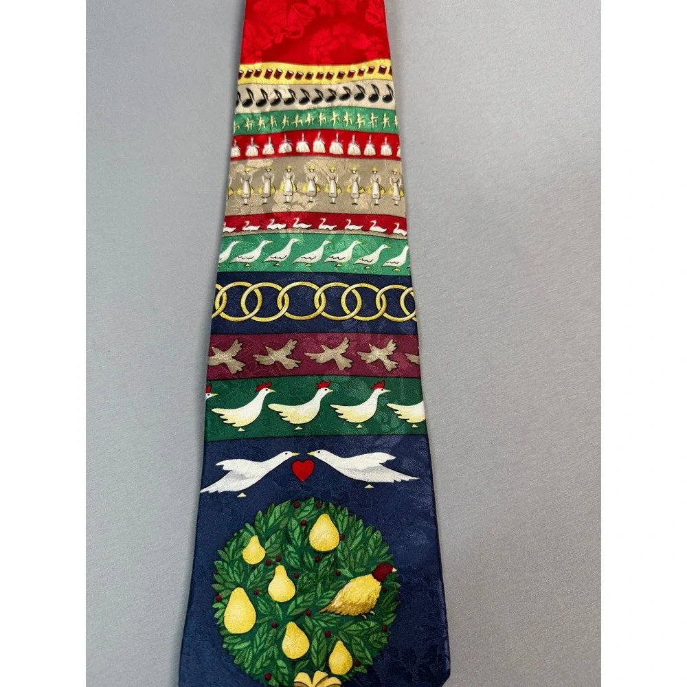 Mark Alexander Men's Silk Necktie Twelve Days of Christmas Holiday Party Festive